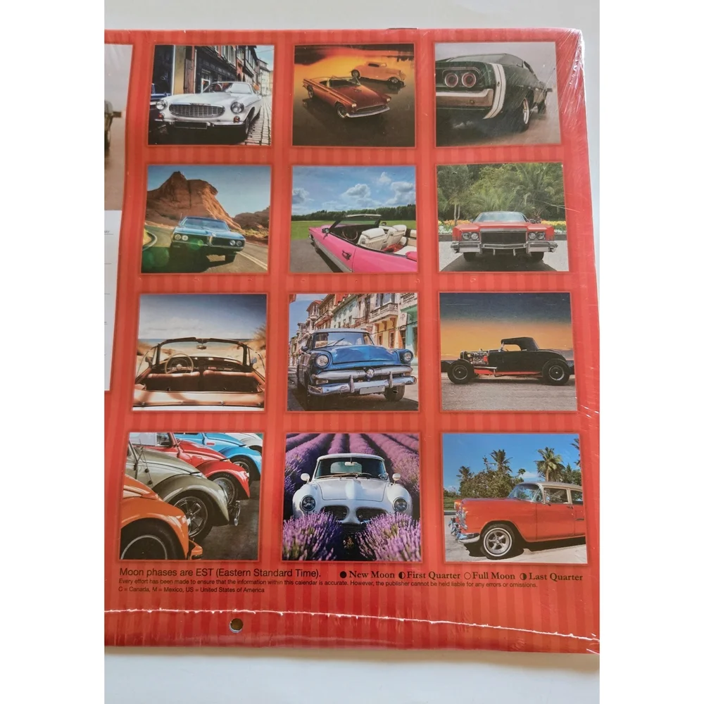 NEW 2026 Classic Vintage Cars Wall Calendar 16 months 11 X 10 Shrink Wrapped